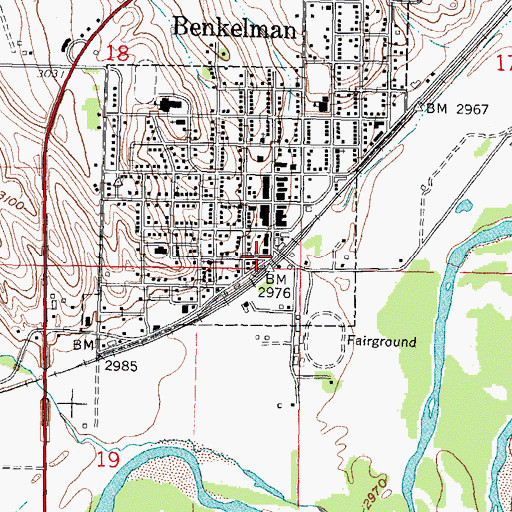 Topographic Map of Benkelman, NE