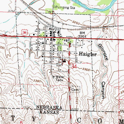 Topographic Map of Haigler Elementary School, NE
