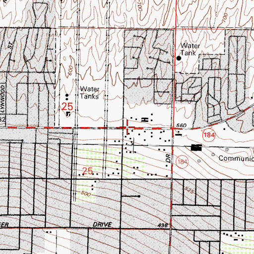 Topographic Map of Canyon Community Church, CA
