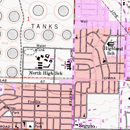 Topographic Map of Chester Loop Shopping Center, CA