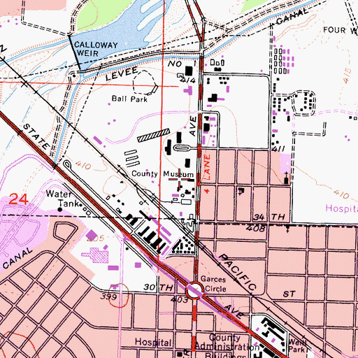 Topographic Map of Kern County Museum and Pioneer Village, CA