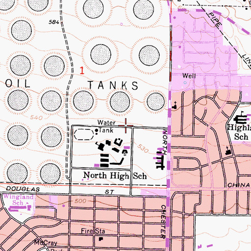 Topographic Map of Highland Park Congregation Kingdom Hall of Jehovahs Witnesses, CA