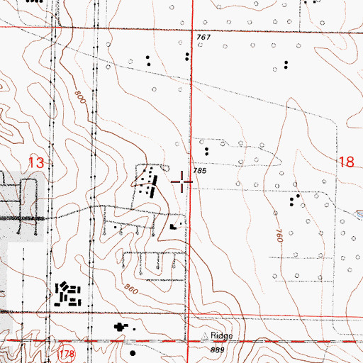 Topographic Map of Juliet Thorner Elementary School, CA