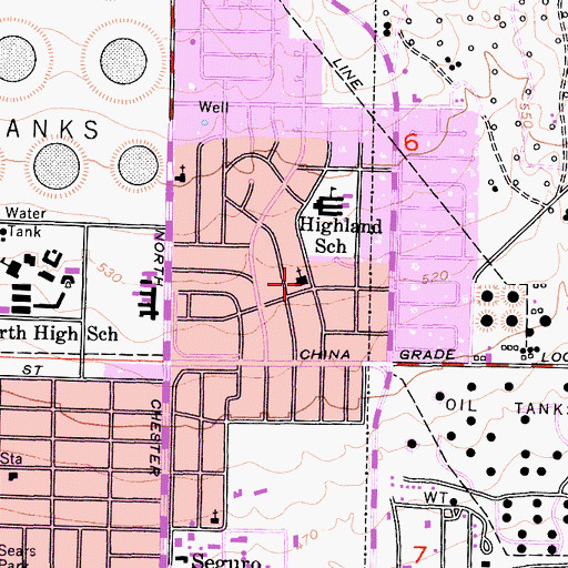 Topographic Map of Oildale Apostolic Faith Church, CA