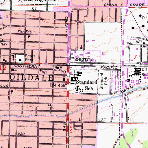 Topographic Map of Standard Elementary School, CA