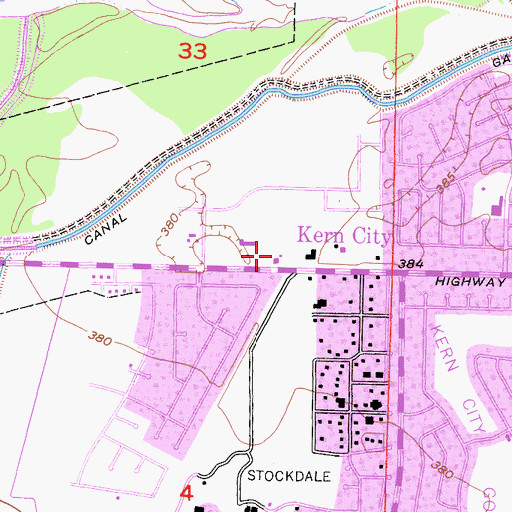 Topographic Map of Bakersfield Fire Department Station 11, CA