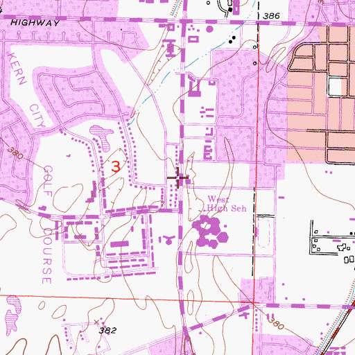 Topographic Map of Saint Johns School, CA