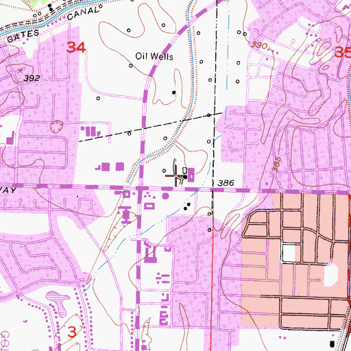 Topographic Map of Stockdale Fashion Plaza Shopping Center, CA
