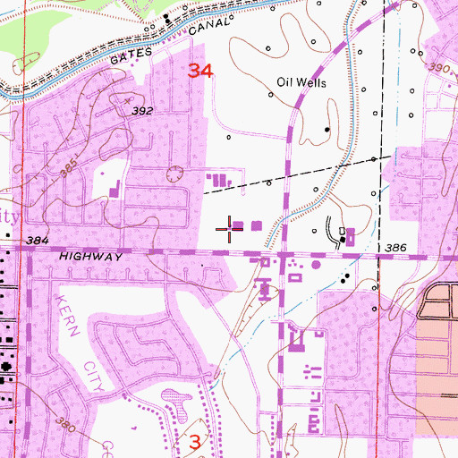 Topographic Map of Stockdale Village Shopping Center, CA