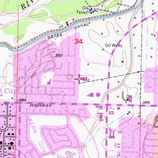 Topographic Map of Wayne Van Horn Elementary School, CA
