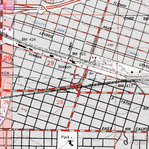 Topographic Map of Bakersfield Rescue Mission, CA