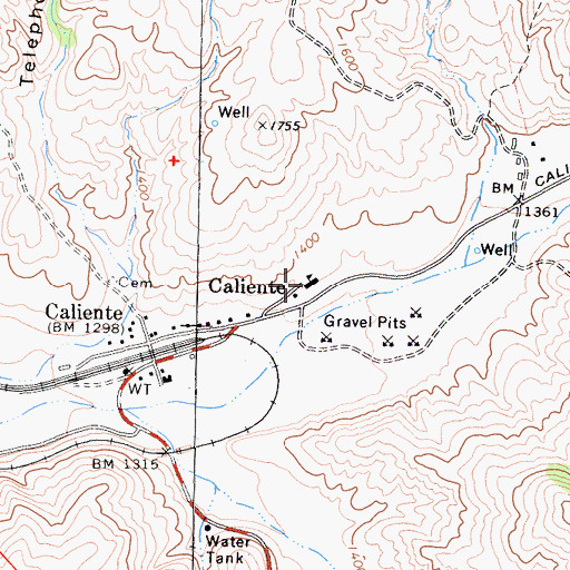 Topographic Map of Caliente Elementary School, CA