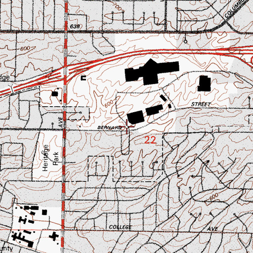 Topographic Map of Church of Christ, CA