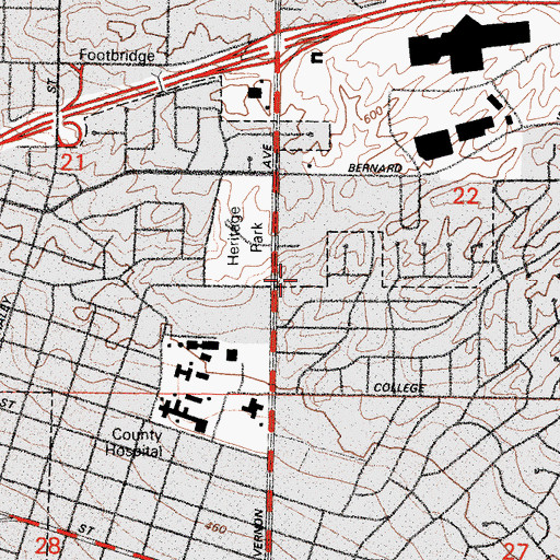 Topographic Map of College Heights Congregational Church, CA