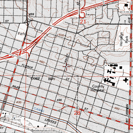 Topographic Map of First Hispanic Baptist Church, CA