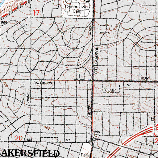 Topographic Map of First Southern Baptist Church, CA