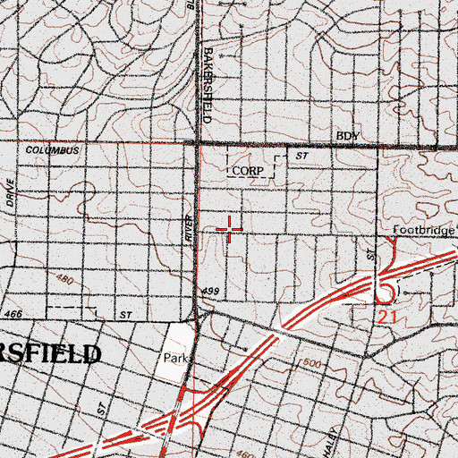Topographic Map of Height Street Baptist Church, CA