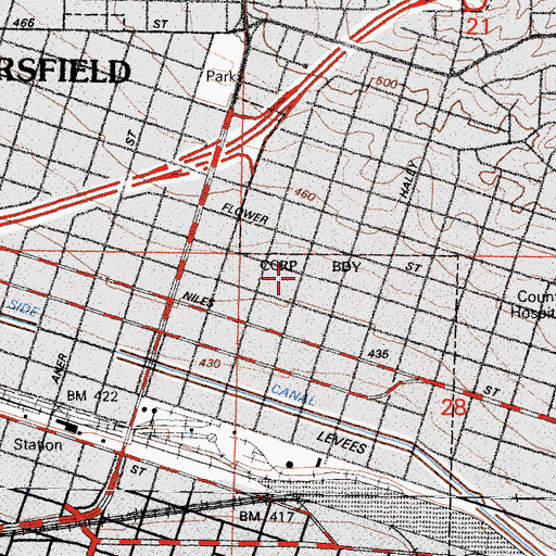 Topographic Map of Kern, CA