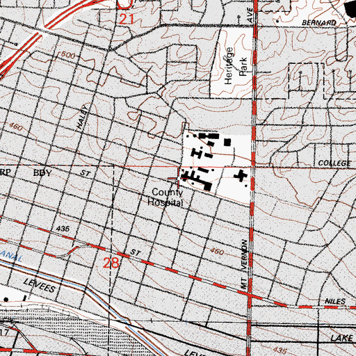 Topographic Map of Kern Medical Center, CA