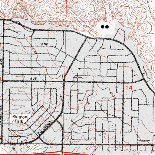 Topographic Map of University Avenue Christian Church, CA