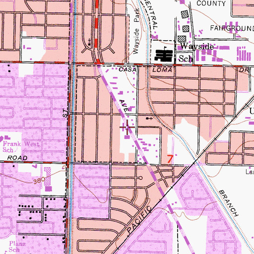 Topographic Map of Bakersfield Bible Church, CA