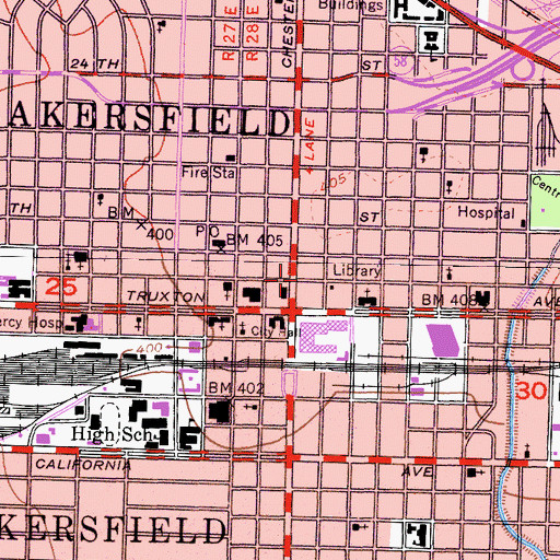 Topographic Map of Beale Memorial Library (historical), CA