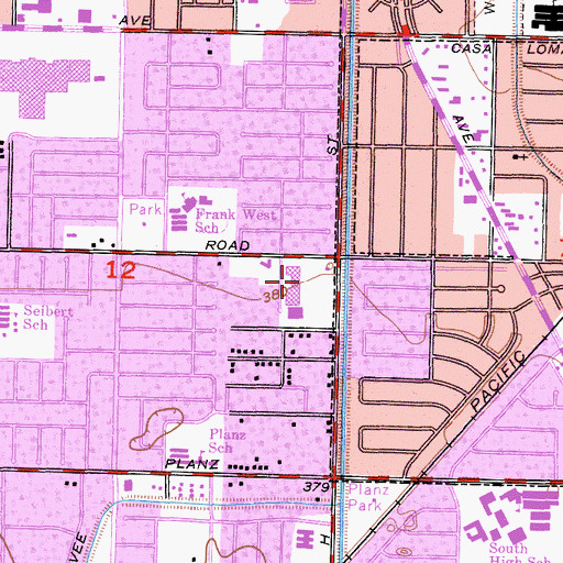 Topographic Map of Benton Park Shopping Center, CA