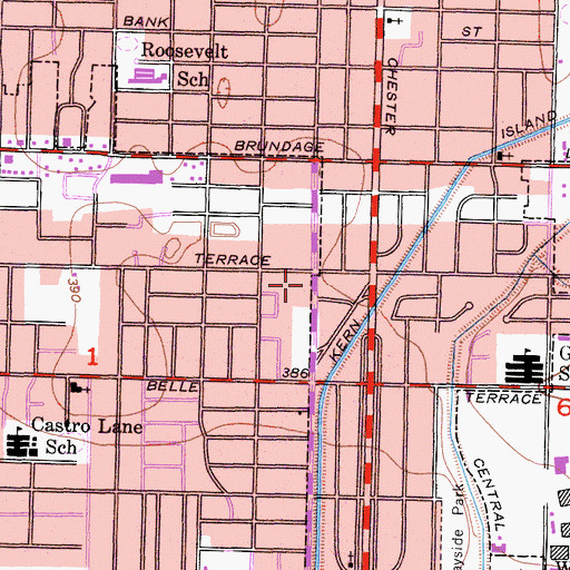 Topographic Map of Central Church of Christ, CA