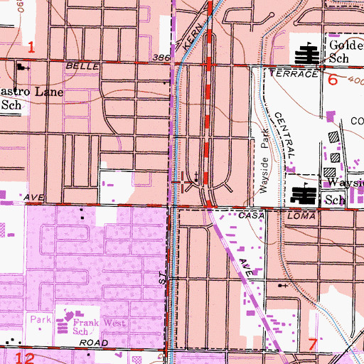 Topographic Map of Chester Avenue Baptist Church, CA