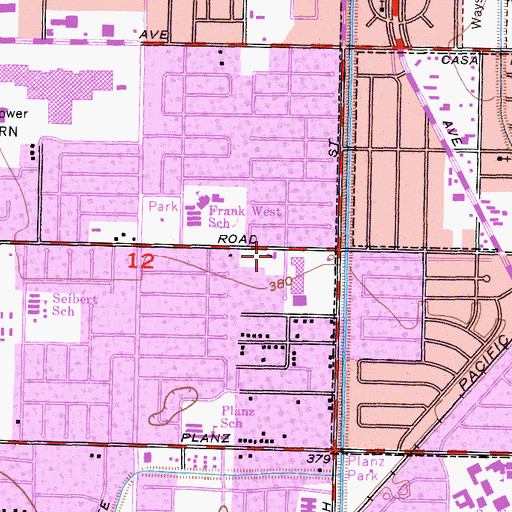 Topographic Map of Eleanor N Wilson Branch Kern County Library, CA