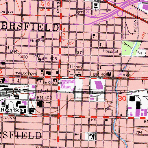 Topographic Map of First Baptist Church, CA