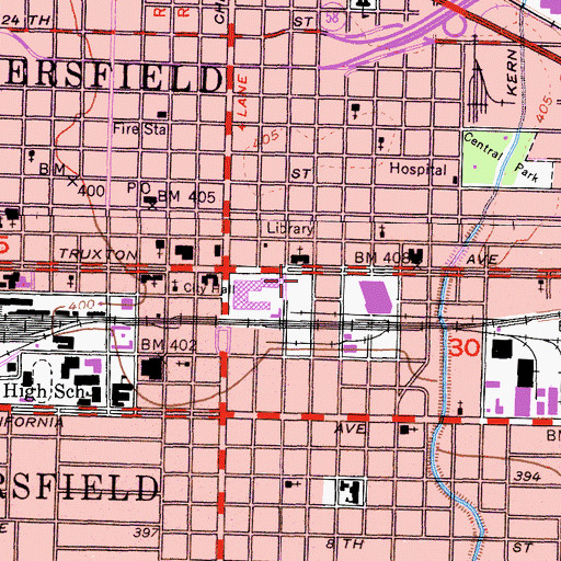 Topographic Map of Kern County Chamber of Commerce, CA
