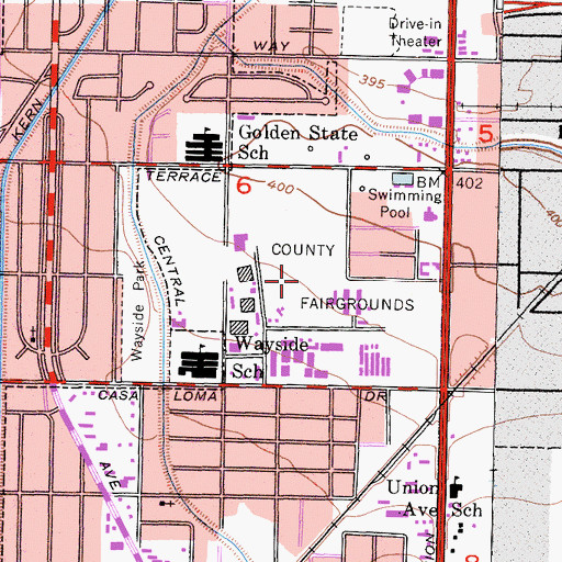 Topographic Map of Kern County Fairgrounds, CA
