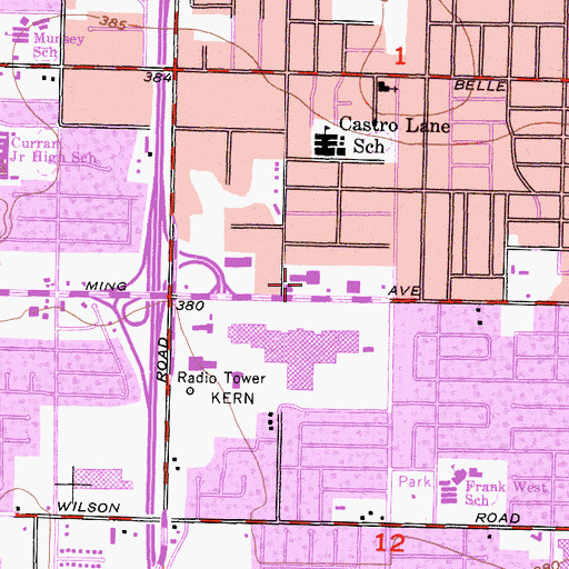 Topographic Map of Valley Village Shopping Center, CA