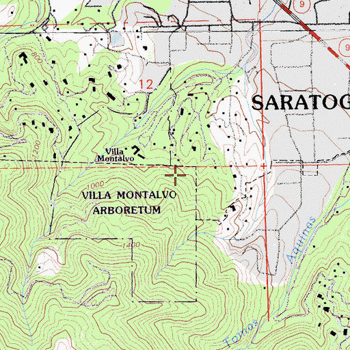 Topographic Map of Villa Montalvo Arboretum, CA