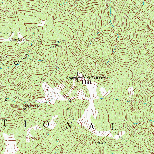 Topographic Map of Monument Hill, CO
