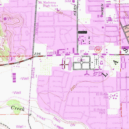Topographic Map of Westwood Shopping Center, CA