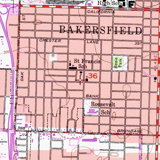Topographic Map of Church of the Brethren, CA