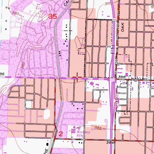 Topographic Map of First Congregational Church of Bakersfield, CA