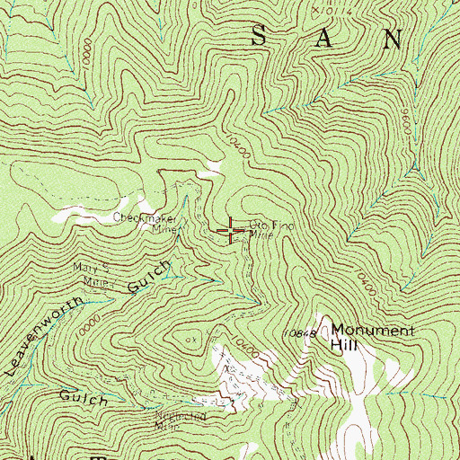 Topographic Map of Oro Fino Mine, CO