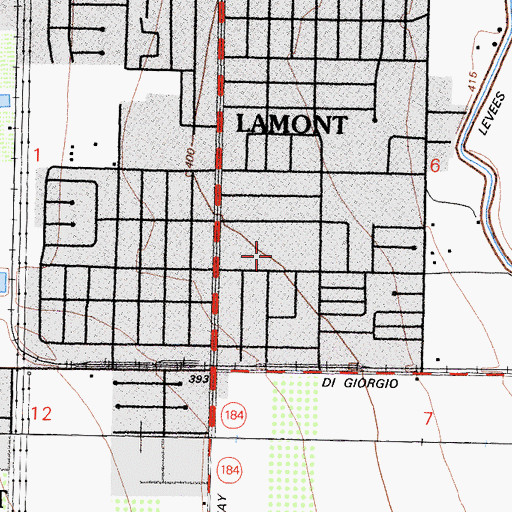 Topographic Map of Lamont Branch Kern County Library, CA