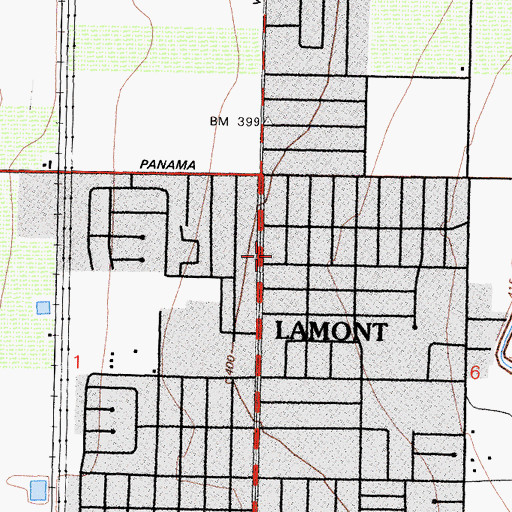 Topographic Map of Lamont Pentecostal Holiness Church, CA