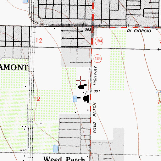 Topographic Map of Lamont Post Office, CA