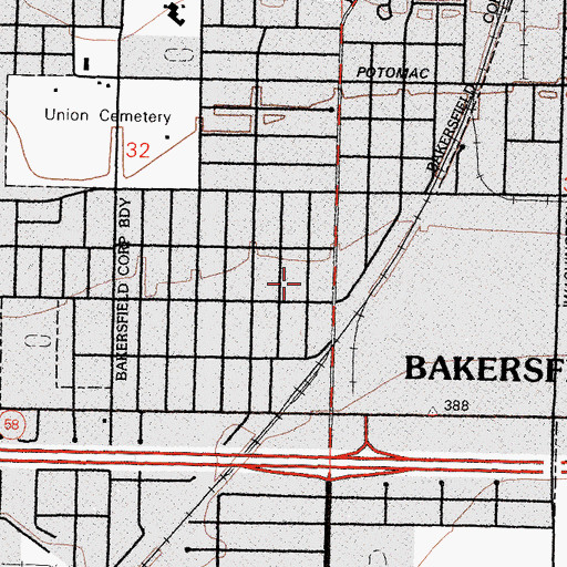 Topographic Map of Liberty Baptist Church, CA