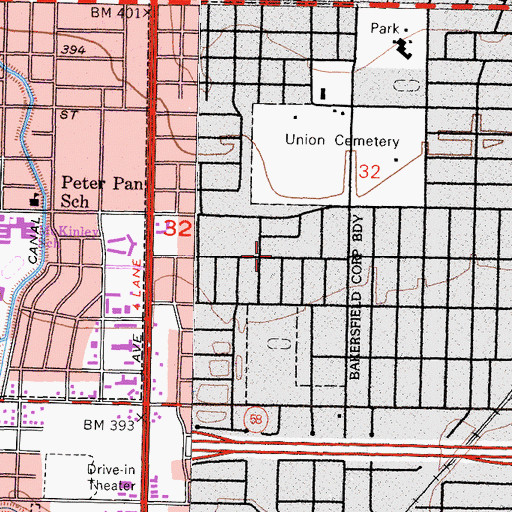 Topographic Map of Lily of the Valley Church of God in Christ, CA