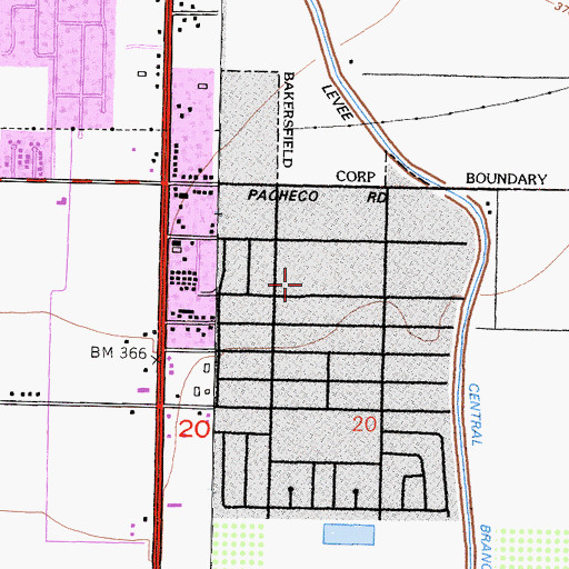 Topographic Map of Rexland Acres Assembly of God Church, CA