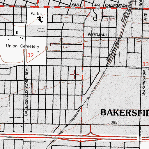 Topographic Map of Saint Emmanuel Baptist Church, CA