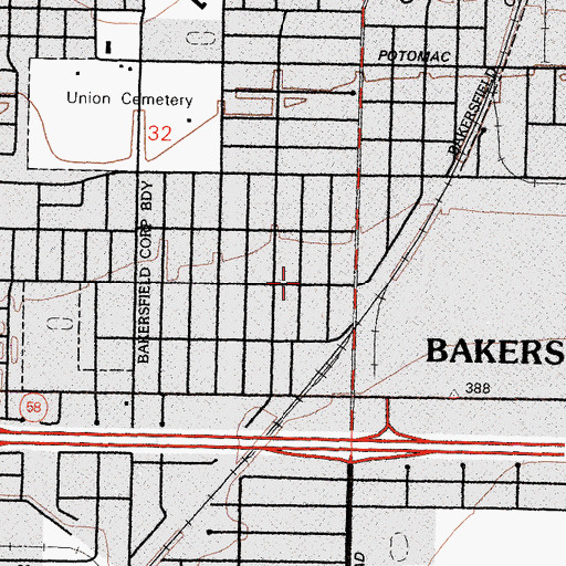 Topographic Map of Thompson Memorial Church of God in Christ, CA