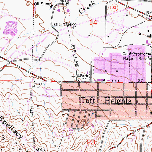 Topographic Map of A Street Park, CA