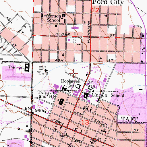 Topographic Map of Cougar Sports Center, CA